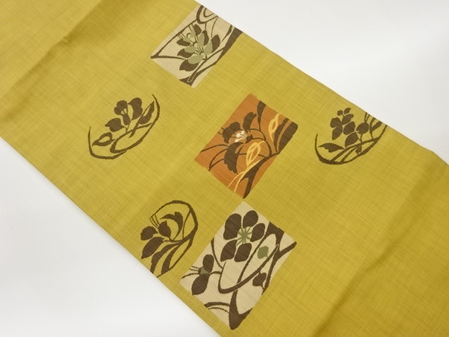 JAPANESE NAGOYA OBI / WOVEN FLORAL PLANTS